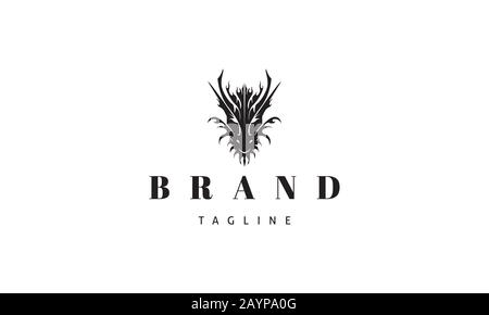 Vector logo on which an abstract image of a dragon head. Stock Vector