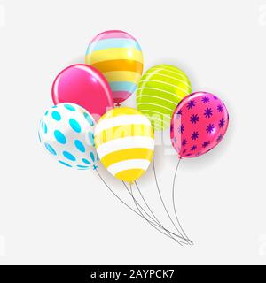 Glossy Happy Birthday Balloons Background Vector Illustration Stock Vector