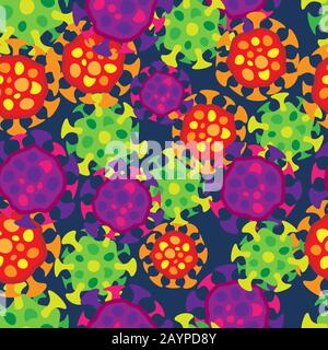 Flat simple cartoon bacterium seamless science pattern Stock Vector