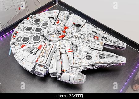 01 JULY 2018, UFA, RUSSIA: The LEGO Millennium Falcon ship, star wars Stock Photo