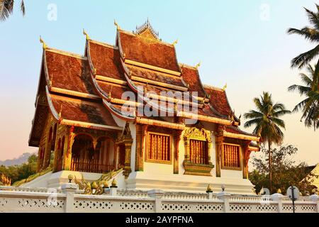 Impressive Haw Pha Bang Temple in Luang Prabang in Laos Stock Photo