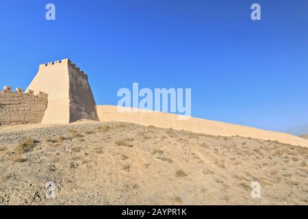 Rammed earth watchtower-brick ramparts of Jiayu Pass fortress. Jiayuguan City-Gansu-China-0725 Stock Photo