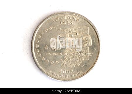 Indiana Coin Indiana state commemorative quarter coin isolated on white background ...