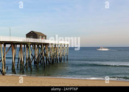 Belmar Fishing Club Pier in Belmar, New Jersey, USA Stock Photo