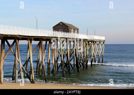 Belmar Fishing Club Pier in Belmar, New Jersey, USA Stock Photo