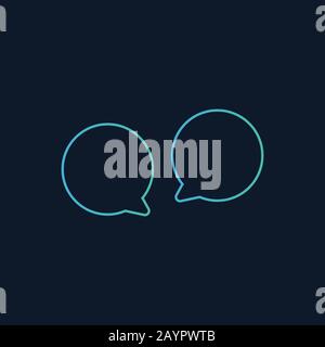 Two linear Speech bubbles icon. two round speech bubbles. Editable stroke. Stock Vector illustration isolated on blue background. Stock Vector