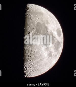 moon waxing quarter, Germany, Hamburg Stock Photo