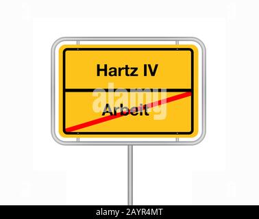 city limit sign lettering Arbeit - Hartz IV, job - unemployment; benefit, Germany Stock Photo