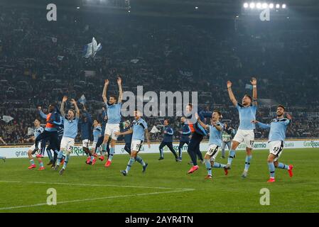 Rome, Italy. 17th Feb, 2020. players of Lazio celebrates at the end the Italian Serie A soccer match between SS Lazio and Inter Milan at Olimpico stadium Credit: Ciro De Luca/ZUMA Wire/Alamy Live News Stock Photo