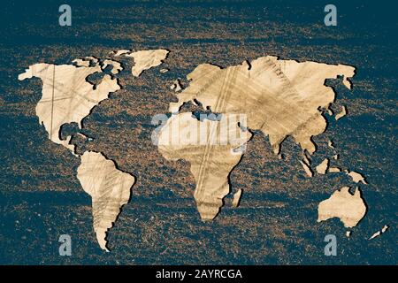 Roughly outlined world map with white background Stock Photo