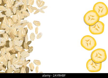 Rolled oats with bananas background vector illustration Stock Vector