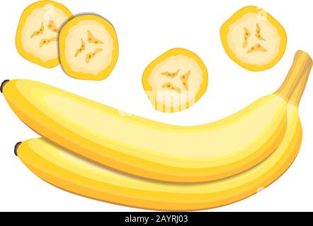 Two bananas with slices on white background vector illustration Stock Vector