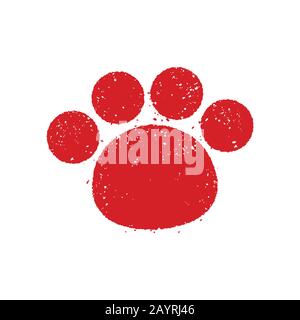 Dog footprint stamp vector illustration for new year card Stock Vector