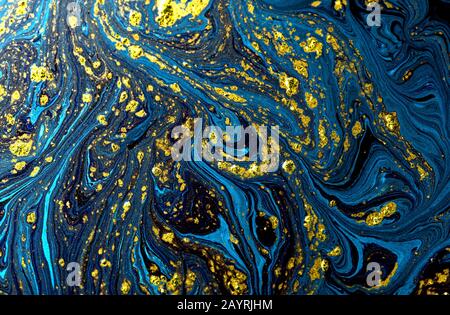 Marbled blue abstract background. Liquid marble pattern. Stock Photo