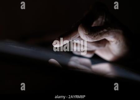 Close up of women hand use digital tablet  Stock Photo