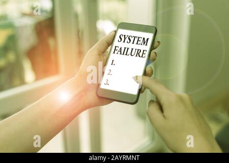 Handwriting text writing System Failure. Conceptual photo Occur because of a hardware failure or a software issue Stock Photo