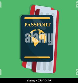 passport with the tickets isolated vector illustration Stock Vector