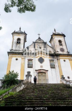 OURO PRETO, MINAS GERAIS, BRAZIL - DECEMBER 23, 2019:  High angle shot of  Sao Francisco de Paula church in Ouro Preto, Minas Gerais, Brazil Stock Photo