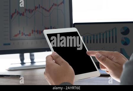 Laptop with blank screen and laptop with blank copy space screen for your advertising text message Stock Photo
