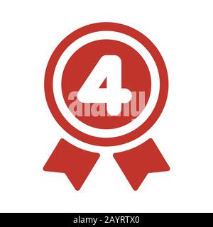 ranking medal icon illustration. 4th place. Stock Vector