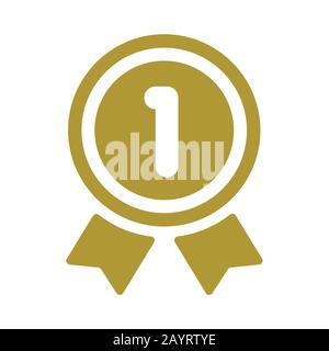 ranking medal icon illustration. 1st place (gold ). Stock Vector