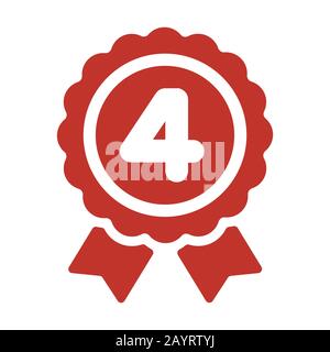ranking medal icon illustration. 4th place. Stock Vector