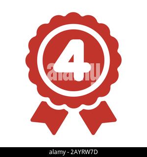 ranking medal icon illustration. 4th place. Stock Vector