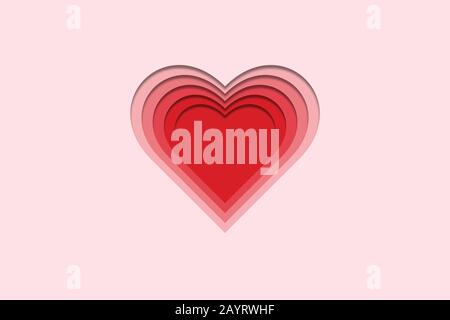 Red heart paper cut shapes. Vector design layout for cards, flyers, posters and invitations. Stock Vector
