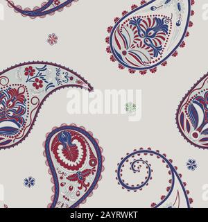 Hand drawn paisley seamless pattern, vector background Stock Vector
