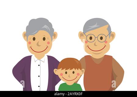 Family illustration / grandparents and grandson Stock Vector