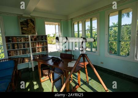 November 28, 2019, Havana, Cuba: House Finca La Vigia where Ernest Hemingway lived from 1939 to 1960. A view into the writer's study, with a typewrite Stock Photo