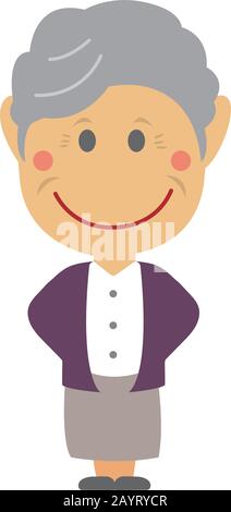 Cartoon deformed male person vector illustration ( grandmother,elderly woman) Stock Vector