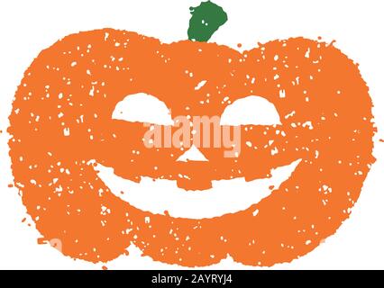 Halloween pumpkin head illustration (Stamp style) Stock Vector