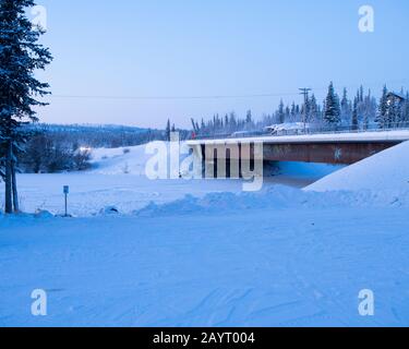 Yellowknife River Bridge on the Ingraham Trail (Hwy 4), Northwest Territories, Canada Stock Photo