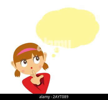 Cartoon young woman thinking vector illustration Stock Vector