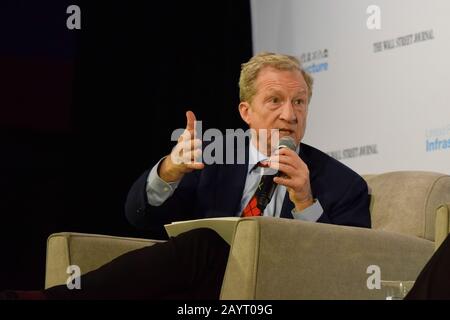 Las Vegas, United States. 16th Feb, 2020. Democratic candidate Tom Steyer discusses American Infrastructure at the Moving America Forward, presidential candidate forum at the UNLV Student Union on February 16, 2020 in Las Vegas, Nevada. Credit: The Photo Access/Alamy Live News Stock Photo