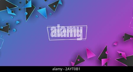 Geometric background for your design. Purple and blue triangles and circles. Polygonal shapes. Template for your design. Vector illustration. EPS 10 Stock Vector