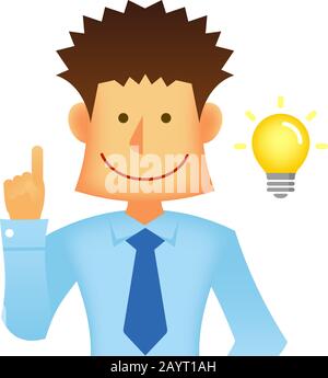 Asian business person vector flat illustration (upper body) / inspiration, innovation Stock Vector