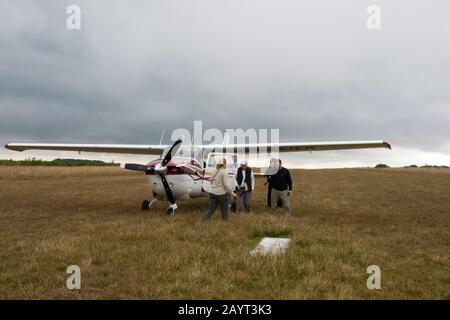 The landing strip at Chelinda Lodge on the Nyika Plateau, Nyika National Park in Malawi. Stock Photo