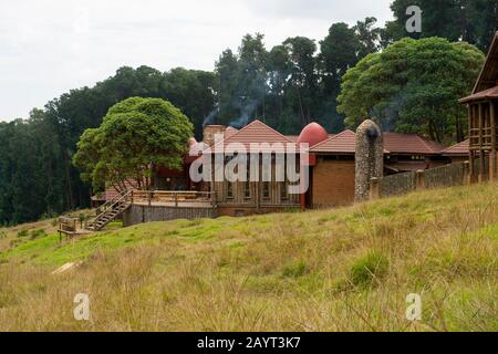 Chelinda Lodge on the Nyika Plateau, Nyika National Park in Malawi. Stock Photo