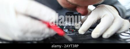 Technicial support of laptop Stock Photo
