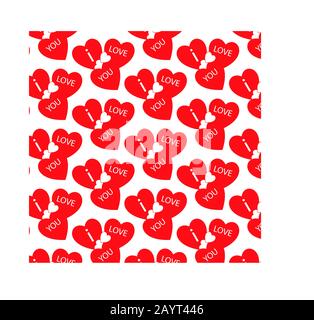 Seamless I Love You  Hearts Vector Pattern Stock Photo
