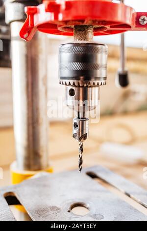 automated drilling machine close-up Stock Photo