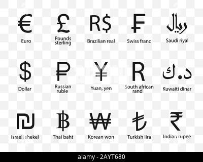 Currency, icon set. Vector illustration, flat design. Stock Vector