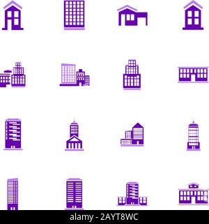 Buildings icons set Stock Vector