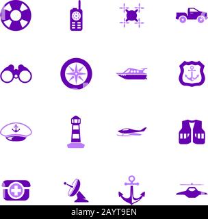 Coast Guard icons set Stock Vector