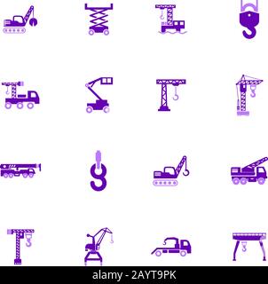 Crane and lifing machines icon set Stock Vector