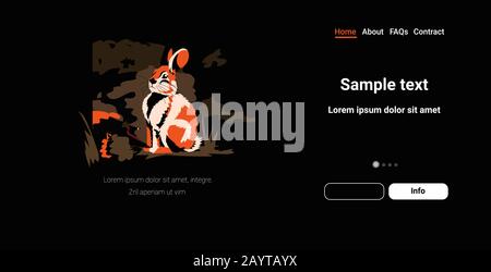 rabbit running from forest fires in australia animals dying in wildfire bushfire natural disaster concept intense orange flames horizontal copy space vector illustration Stock Vector