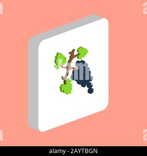 Grape Vine Simple vector icon. Illustration symbol design template for web mobile UI element. Perfect color isometric pictogram on 3d white square. Gr Stock Vector