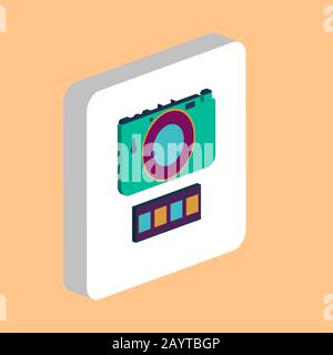 Photo Camera Simple vector icon. Illustration symbol design template for web mobile UI element. Perfect color isometric pictogram on 3d white square. Stock Vector